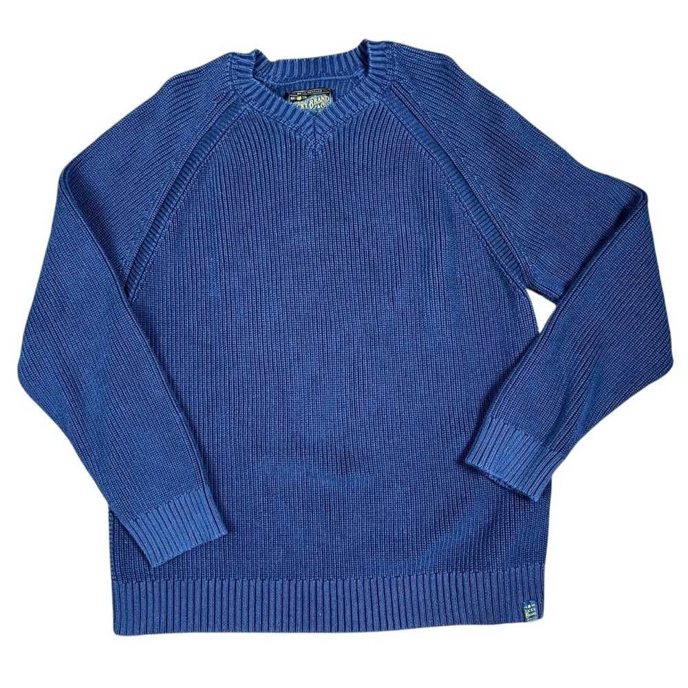 Lucky Brand Men’s XL Sweater Navy Blue V-Neck Ribbed Pullover Classic Preppy - Picture 1 of 6